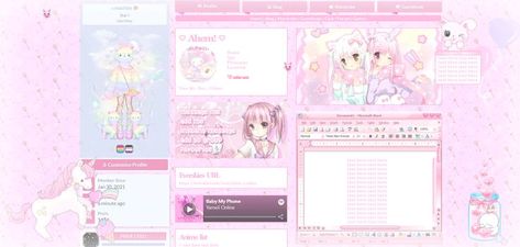 Kawaii, Everskies Layout, Pink Y2k Background, Myspace Aesthetic, Myspace Layout, Pc Decoration, Cute Website, Y2k Background, Pink Games