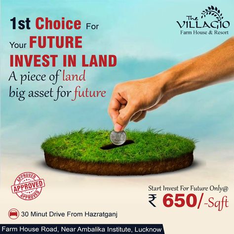 The best investment is land for the future. Invest today and get up to 20% returns. #farmhouse #farmland #luxuryproperty #landforinvest #lucknowpropertywala #investinlucknow #apartments #flatforsale #propertyforsale #2bhkapartments #3bhkflatforsale #luxuryproperty #vrindawanyojna #apartmentatraebareliroad Land Investment, Investing In Land, Framed Cork Board, Space Illustration, Best Investment, Real Estate Company, Kids Play Area, Start Investing, How To Buy Land