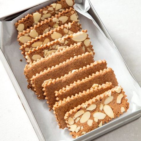 Passengers can’t get enough of Delta Air Lines’ in-flight snack of Biscoff, the commercial version of this Belgian confection. We took it to even greater heights. Cookies With Almonds, Bars Cookies, Speculoos Cookies, Donut Toppings, Cookie Toppings, America's Test Kitchen Recipes, Kitchen Recipe, Cooks Illustrated, America's Test Kitchen