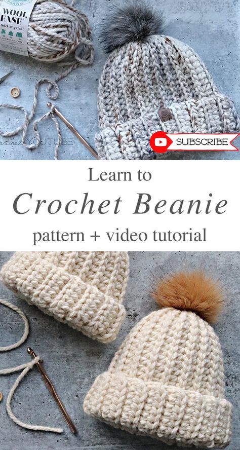 Easy Crochet Beanie Pattern And Tutorial - CrochetBeja Easy Crochet Baby Hat, Crochet Baby Cap, Crochet Hat Tutorial, Crochet Queen, Beanie Pattern Free, Crochet Beanie Pattern Free, Easy Crochet Hat, Crochet Baby Hat Patterns, Crochet Baby Beanie