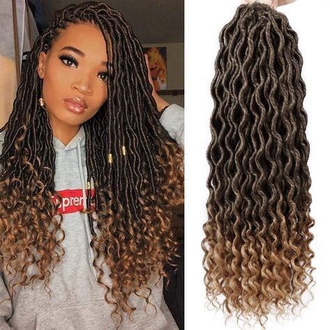 Curly Faux Locs Crochet, Goddess Locs Crochet, Box Braids Pictures, Curly Faux Locs, Faux Locs Crochet, Synthetic Braiding Hair, Braiding Hair Extensions, Locs Crochet, Faux Locs Hairstyles