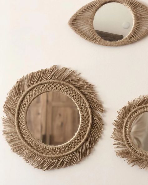 Jute Rope Mirror, Jute Mirror, Boho Mirror Wall, Home Decor Macrame, Mirror Boho, Mirror Furniture, Boho Mirror, Rope Mirror, Macrame Thread