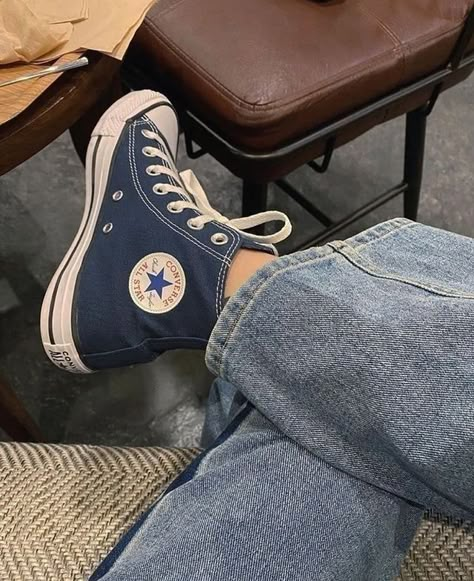 Dark Blue Aesthetic, Blue Converse, Blue Aesthetic, Denim Jean, Converse Shoes, Dark Blue, Converse, Instagram Profile, Blue