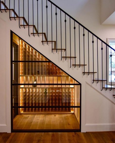 Wine Rooms Under Stairs, Glass Wine Room Under Stairs, Wine Display Under Stairs, Wine Cooler Under Stairs, Understair Wine Room, Wine Seller Under Stairs, Wine Cellar Stairs, Kitchen Square Island, Under Stair Wine Cellar