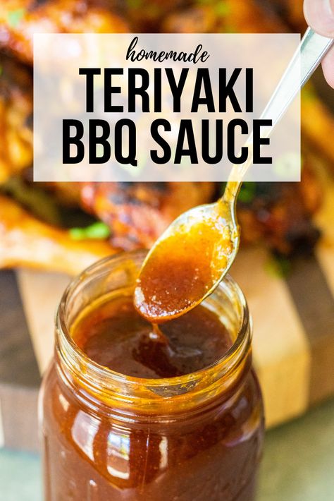 This recipe for Teriyaki BBQ Sauce is the perfect, kid-friendly BBQ sauce to have on hand for family get-togethers and weekday dinners. Best slathered on chicken and completely amazing with kabobs, it'll likely become your go-to BBQ sauce when you want something tangy, sweet, and all-around perfect. #bbq #sauce #teriyaki Nutmeg Sauce, Easy Teriyaki Sauce Recipe, Make Teriyaki Sauce, Homemade Bbq Sauce Recipe, Teriyaki Sauce Recipe, Barbecue Sauce Recipes, Supper Ideas, Homemade Teriyaki Sauce, Bbq Sauce Recipe