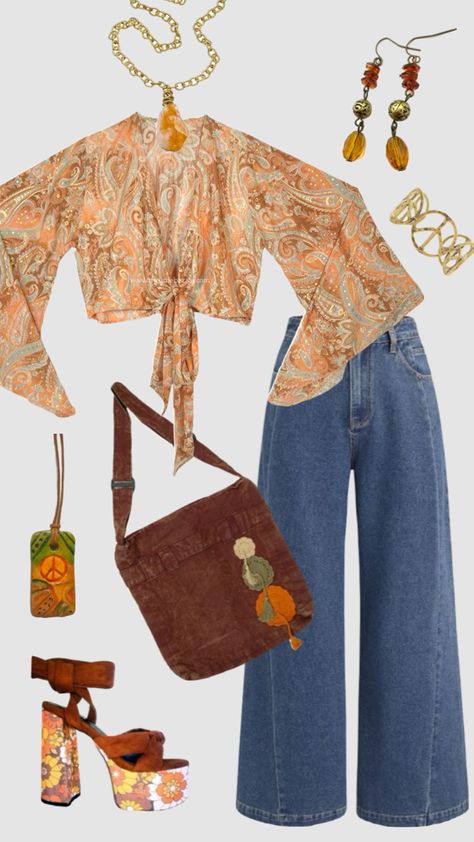 Boho hippie outfit #outfitinspo #vintage #boho #hippie #70s Hippie Outfits 70s, Boho Hippie Outfits, Hippie 70s, Outfits 70s, 70s Women, 00s Fashion, Hippie Outfits, Boho Hippie, Vintage Boho