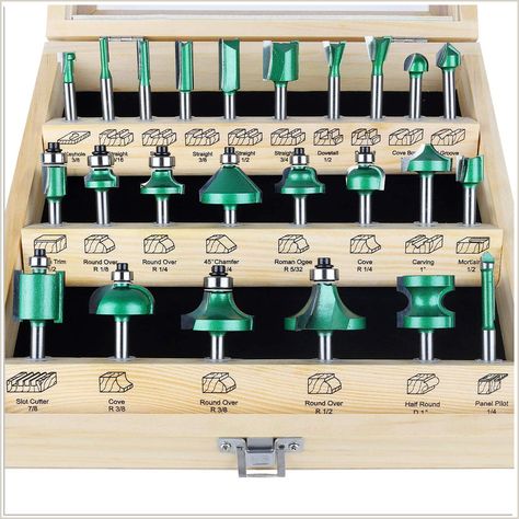 KOWOOD Pro Router Bits Sets of 24Z Pieces 1/4 Inch Shank, Professional Woodworking Tools Best Router, Basic Woodworking, Best Woodworking Tools, Router Bit Set, Router Woodworking, Router Bit, Wood Windows, Brazing, Start Investing