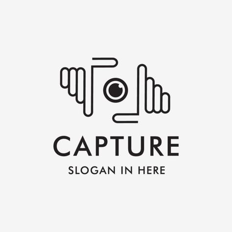 Camera Hand  Logo Template With Line Art Style Best Photography Logo, Creative Photography Logo, Photography Name Logo, Camera Logos Design, Logo Foto, Letters Logo, Line Art Style, Photography Names, Typographic Logo Design