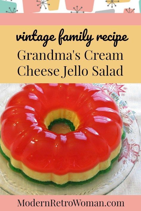 Cream Cheese Jello, Holiday Cooking Recipes, Jello Mold Recipes, Vintage Jello, Cream Cheese Recipe, Layered Jello, Jello Dessert Recipes, Crockpot Recipes Beef Stew, Gelatin Recipes