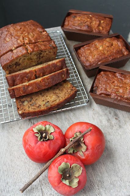 Persimmon Walnut Cake - The Little Epicurean Persimmon Bread Recipe Easy, Persimmon Cake Recipe, Persimmon Cake, Persimmon Bread, Nut Loaf, Persimmon Recipes, Bakery Goods, Walnut Cake, Banana Nut Bread