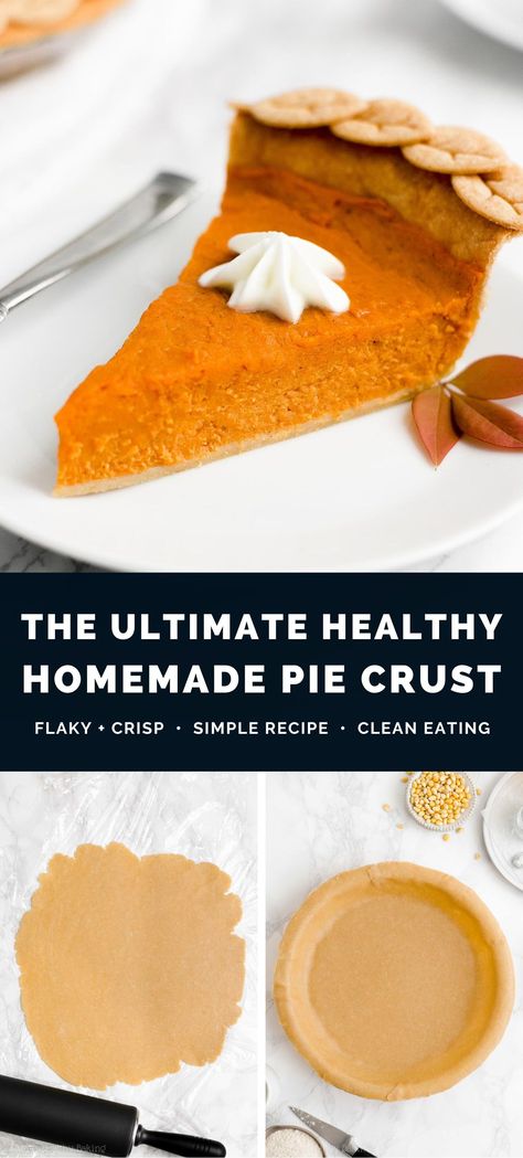 This is my trusted healthy homemade pie crust recipe! It’s flaky & crisp with a rich buttery flavor. Simple to make too — with common ingredients! It’s the perfect base for just about ANY kind of pie. Apple, pumpkin, pecan, sweet potato… You name it! Healthy pie crust recipe clean eating. Homemade pie crust recipe easy. All butter pie crust. Whole wheat pie crust recipe healthy. How to make pie crust from scratch. Low Calorie Pie Crust Recipes, Healthy Pie Dough Recipe, Healthy Pumpkin Pie Crust, Healthy Pie Crust Recipe Easy, Whole Wheat Pie Crust Recipe, Low Fat Pie Crust, Low Fat Pie Crust Recipe, Low Calorie Pie Crust, Organic Pie Crust Recipe