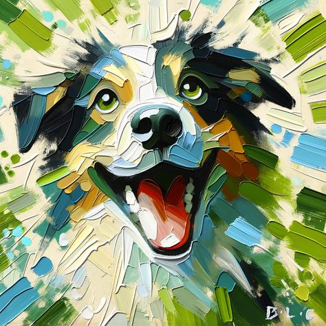 Palette Knife Art Abstract, Abstract Pet Portraits, Art To Do With Your Dog, Dog Abstract Painting, Funny Dog Paintings, Dog Paintings Acrylic, Painting Ideas Dog, Expressionism Art Painting, Portrait Palette