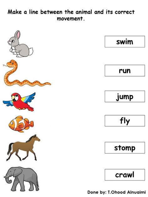 1class English Worksheet, Animals Movement Activities, Animal Worksheets First Grade, Action Worksheets For Kindergarten, Animals Movement Worksheet, Interactive Worksheets For Kids, Kg 2 English Worksheets, Kg2 English Worksheets, Animals Worksheet Kindergarten