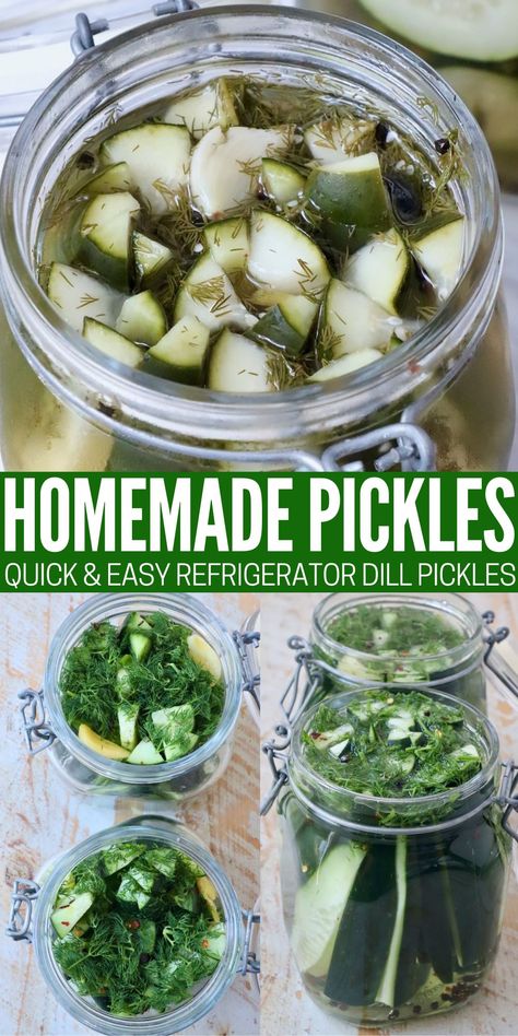 dill pickles in jars Jarring Recipes, Refrigerated Pickles, Fresh Pickles, Make Dill Pickles, Preserved Vegetables, Canning Garden, Homemade Dill Pickles, Homemade Refrigerator Pickles, Dill Pickles Recipe