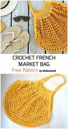 French Market Bag, Crochet Beach Bags, Crochet Market, Crocheted Bags, Crochet Patterns Free Beginner, Crochet Bag Pattern Free, Bag Pattern Free, Crochet Market Bag, Market Bags