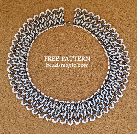 Free Beading Patterns, Huichol Pattern, Free Beading Tutorials, Beads Magic, Beaded Collar Necklace, Beaded Necklace Patterns, Beading Netting, Beaded Earrings Diy, Beading Patterns Free