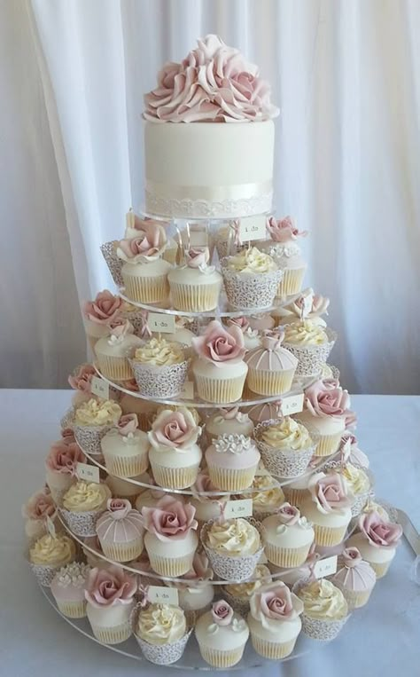 Shabby Chic Wedding Cake, Wedding Cupcake Display, Vintage Pasta, Cupcake Tower Wedding, Birthday Elegant, Small Wedding Cakes, Winter Wedding Cake, Summer Garden Wedding, Chocolate Wedding Cake