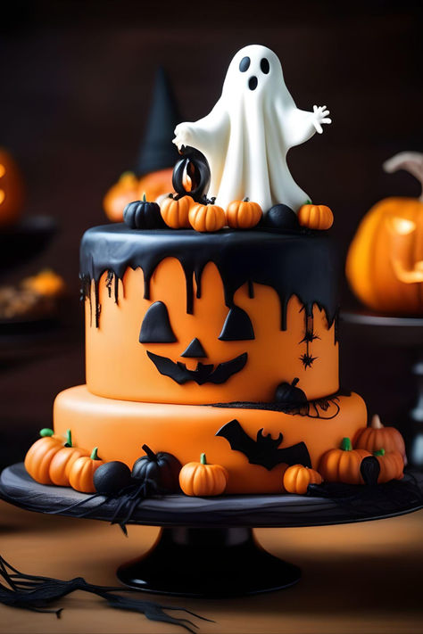 Cute Halloween Cakes, Haunted House Cake, Halloween Cake Recipes, Spooky Halloween Cakes, Horror Cake, Witch Cake, Spooky Cake, Postres Halloween, Halloween Birthday Cakes