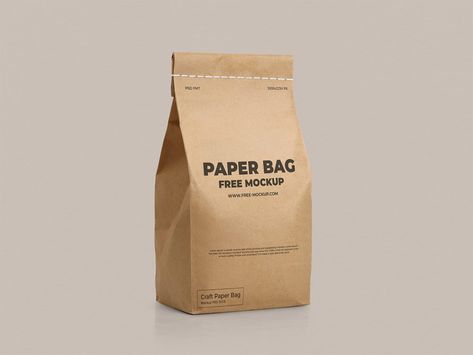 Free Craft Paper Bag Mockup | Free Mockup Craft Paper Bag, Paper Bag Mockup, Paper Bag Design, Jar Packaging, Food Branding, Paper Mockup, Bag Mockup, Coffee Packaging, Mockups Design