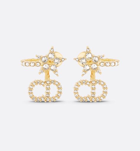 Clair D Lune Earrings Gold-Finish Metal and White Crystals | DIOR Earrings Dior, Accessories Dior, Dior Gold, Dior Earrings, Dior Accessories, Dior Jewelry, White Crystals, Fashion Inspiration Design, Earrings Color