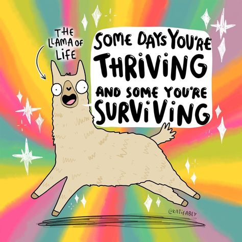 Funny Wellbeing Quotes, Katie Abey, Katie Abey Illustration, Funny Positive Memes Humor, Recovery Memes Funny, Healthcare Memes, Katie Meme, Cute Images With Quotes, Fun Signs