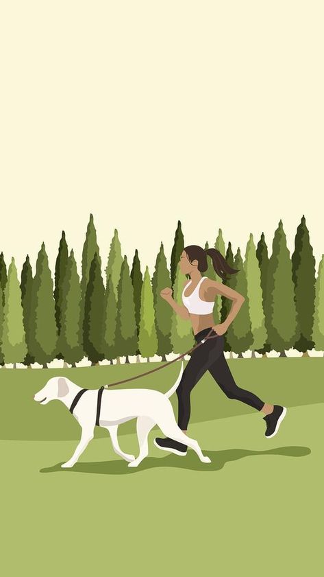 Woman running mobile wallpaper, aesthetic illustration | free image by rawpixel.com / Aew Dog Background Aesthetic, Iphone Wallpaper Fitness, Exercise Aesthetic Wallpaper, Mobile Wallpaper Aesthetic, Running With Dog, Running Illustration, Dog Background, Aesthetic Illustration, Realistic Illustration