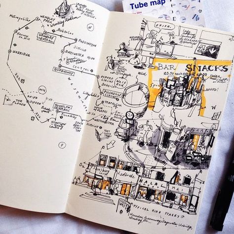 The Importance of Sketching Constantly Kunstjournal Inspiration, Buch Design, Travel Sketchbook, Sketch Journal, Travel Sketches, Sketch Notes, Sketchbook Pages, Arte Sketchbook, Ink Drawings