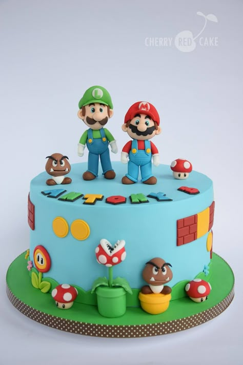 Mario Kart Cake, Super Mario Bros Party Ideas, Mario Bros Birthday Party Ideas, Mario Birthday Cake, Mario Bros Cake, Super Mario Bros Birthday, Mario Bros Birthday Party, Super Mario Cake, Super Mario Bros Birthday Party