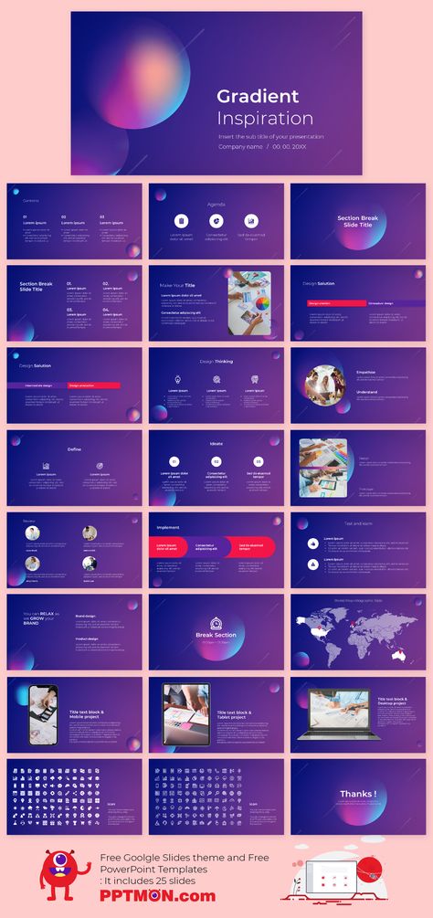 Gradient Inspiration Free PowerPoint Template and Google Slides Theme – presentation by PPTMON
Features: 25+ Colorful Design-IDEA Multi-purpose Presentation For PowerPoint templates and Google slides themes

#Gradient, #PPTtemplate #PPT #PowerPoint #presentation #FREEPPTTEMPLATE, #PPTDESIGN, #POWERPOINTDESIGN, #PPTTEMPLATEDOWNLOAD, #POWERPOINTTEMPLATE, #GOOGLESLIDES, #GOOGLESLIDESTHEME, #GOOGLEPRESENTATION, #FREEPOWERPOINTBACKGROUND, #PRESENTATIONDESIGN, #FREEPOWERPOINTTEMPLATES Gradient Presentation Design, Gradient Powerpoint, Gradient Inspiration, Gradient Template, Creative Business Plan, Theme Presentation, Ppt Template Design, Presentation Design Layout, Powerpoint Free