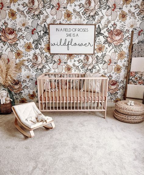 Cow Boho Nursery, Baby Nursery Inspiration, Baby Room Themes, Nursery Room Design, Girl Nursery Room, Baby Room Inspiration, Salon Suites, Nursery Room Inspiration, Baby Room Design