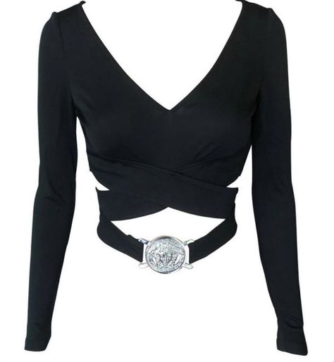 Versace Outfit Women, Versace Clothes, 2005 Fashion, Versace Tops, Versace Top, Versace Vintage, Black Corset Top, Vintage Versace, Vintage Crop Tops