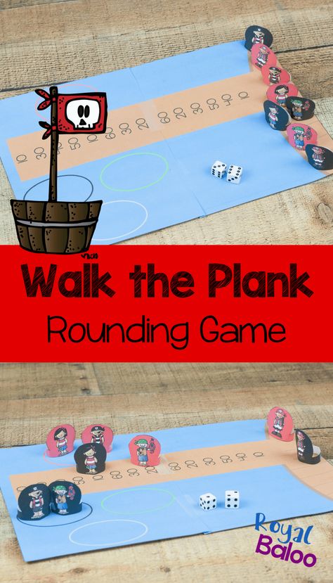 Walk The Plank Game, Pirate Activities Preschool, Rounding Games, Pirate Maths, Pirate Week, Pirate Unit, Pirate Classroom, Make Math Fun, Walk The Plank