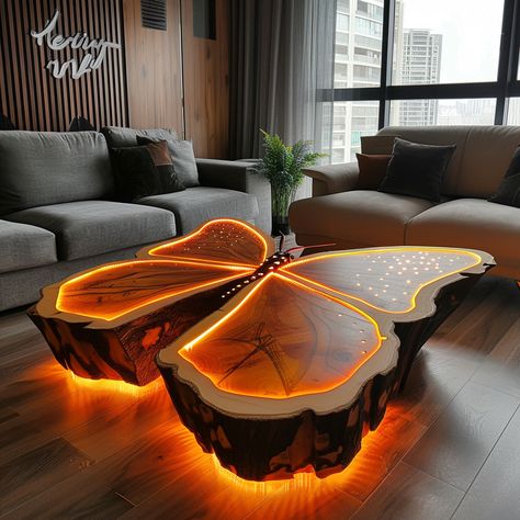 Coffee Table Drawing, Butterfly In Flight, Wooden Coffee Tables, Interesting Furniture, Contemporary Loft, Welded Furniture, Wood Butterfly, Butterfly Table, Welding Art Projects