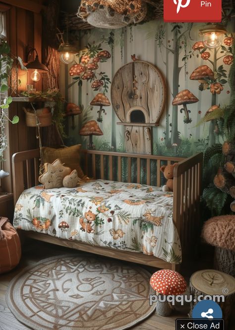 Mystical Nursery, Enchanted Forest Nursery Theme Girl, Magic Forest Nursery, Whimsical Garden Nursery, Cottagecore Nursery Fairy, Enchanted Forest Theme Nursery, Cottagecore Nursery Girl, Fairycore Nursery, Cottage Core Baby Room