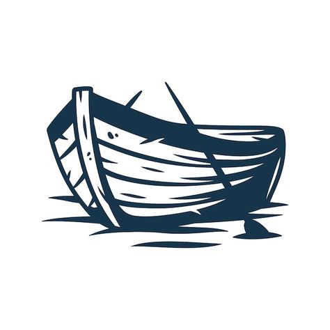 Wooden Row Boat, Boat Images, Boat Sketch, Boat Tattoo, Boat Vector, Boat Illustration, Graphic Illustrations, Row Boat, Wooden Boats