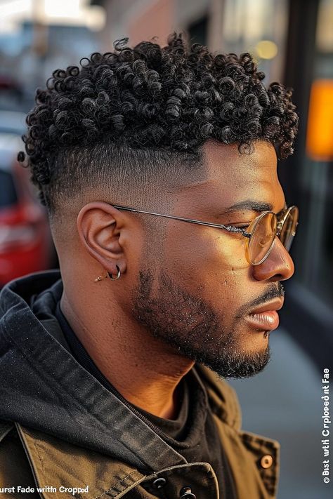 60 fade black men haircut Ideal For 2024 Black Man Bun With Fade, Short Mens Curly Hair, Curl Fade Men Black, Afro Haircuts For Men, Man Afro Hairstyles, Curls Men Hairstyles, Curl Haircut Men, Men Curls Hairstyles, Buzz Mens Haircut