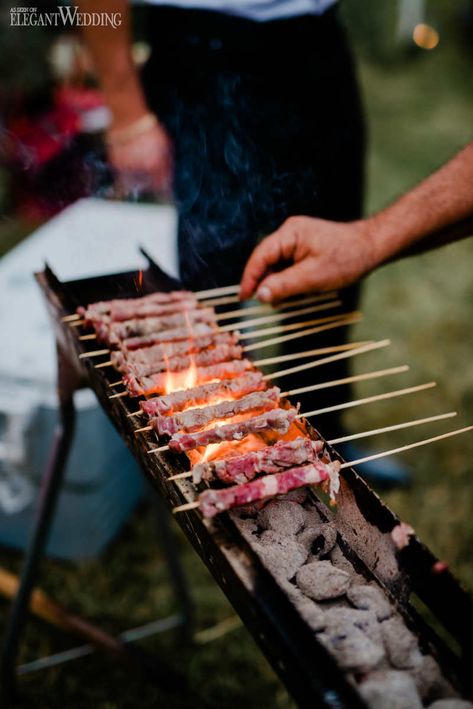 Wedding Food Station Ideas, Wedding Catering Inspiration, Outdoor Wedding Food Station, DIY Wedding Inspiration | Rustic French Country Wedding with DIY Details | ElegantWedding.ca Outdoor Wedding Food, Wedding Food Station Ideas, Country Wedding Foods, Wedding Food Station, Food Station Ideas, Outdoor Wedding Foods, Kombi Food Truck, Wedding Inspiration Rustic, Wedding Food Bars