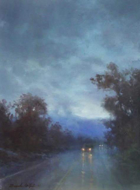 Rain or Shine 12x9 oil by Brooke Wetzel Drawing Rain, Oil Painting Background, Soft Pastel Art, Weathered Paint, Rain Painting, Rain Art, Oil Pastel Art, Landscape Paintings Acrylic, Cottage Art