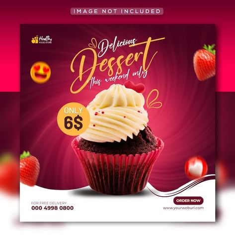 Special delicious dessert social media i... | Premium Psd #Freepik #psd #banner Healthy Food Store, Poster Template Design, Facebook Cover Design, Cake Banner, Facebook Cover Template, Creative Advertising Design, Chocolate Cups, Web Banner Design