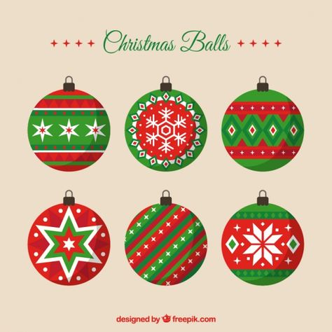 Decorative christmas balls in flat style Free Vector Christmas Doodles, Holiday Painting, Christmas Drawing, Christmas Paintings, Christmas Illustration, Flat Style, Christmas Vectors, Christmas Clipart, Christmas Love