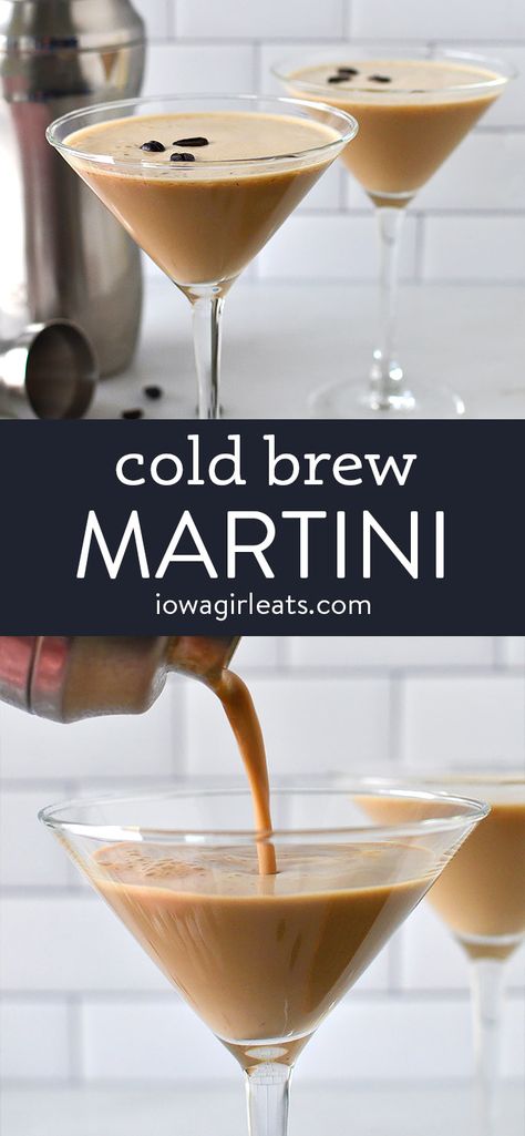 Cold Brew Martini - No Espresso Needed! New Years Eve Espresso Martini, Cold Brew Cocktail Recipe, Espresso Martini With Espresso Vodka, Cold Coffee Alcoholic Drinks, Espresso Martini Recipe Without Espresso, Cold Brew Alcohol Drinks, Easy Expresso Martinis, Espresso Martini Cold Brew, Cold Brew Coffee Cocktails