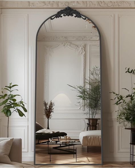 PRICES MAY VARY. Arched Full Length Mirror, 64"x21" Floor Mirror Freestanding, Vintage Full Body Mirror Floor Standing Mirror with Stand for Bedroom, HomeDecor Hanging Mounted Mirror for Living Room Cloakroom,Black Gold Mirror Living Room, Full Length Mirror Decor Ideas, Floor Mirror Decor, Kitchen Mirrors, Stair Landing Decor, Standing Mirrors, Arched Full Length Mirror, Sala Vintage, Stand For Bedroom