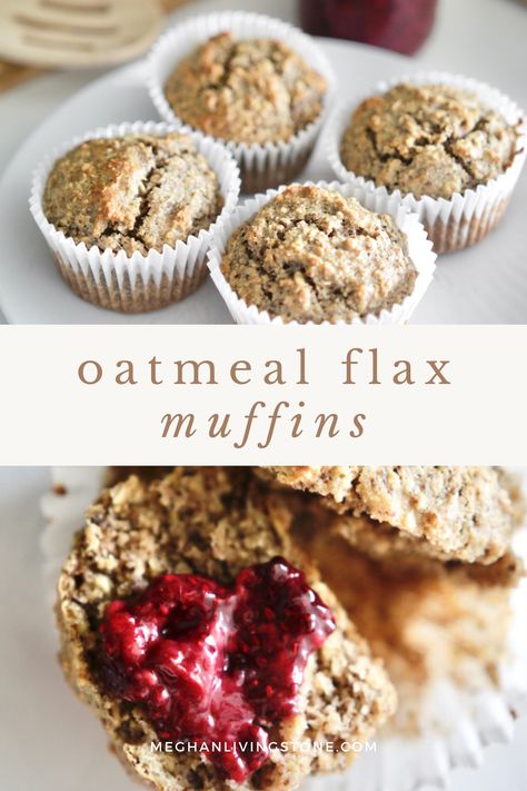 These fibre-rich Oatmeal Flax Muffins make a great addition to breakfast or a wholesome midday snack. High Fiber Muffins, Fiber Muffin, Flax Seed Muffins, Flax Muffins, Bran Muffin, Midday Snack, Chia Jam, Flax Seed Recipes, Gluten Free Muffins