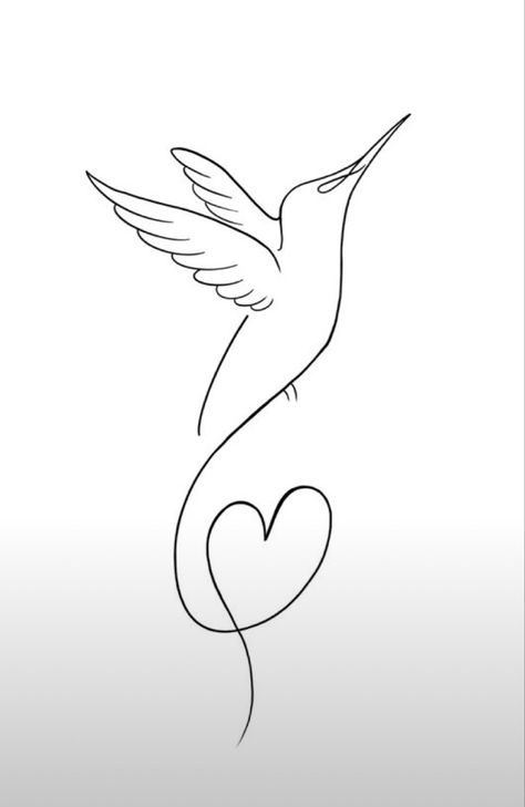 Simple Line Hummingbird Tattoo, Infinity Hummingbird Tattoo, Hummingbird Outline Tattoo, Hummingbird Outline, Dainty Hummingbird Tattoo, Flor Tattoo, Little Bird Tattoos, Cousin Tattoos, Hummingbird Drawing