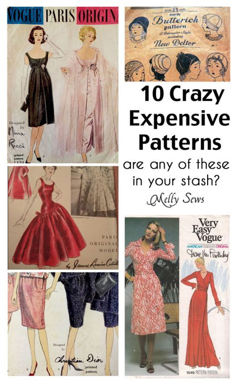 That Pattern Cost How Much? Most Expensive Sewing Patterns - Melly Sews Old Sewing Patterns, Melly Sews, Gown Sewing Pattern, Patron Vintage, Paper Dress, Old Dresses, Sewing Patterns For Kids, Vogue Patterns, Sewing Rooms