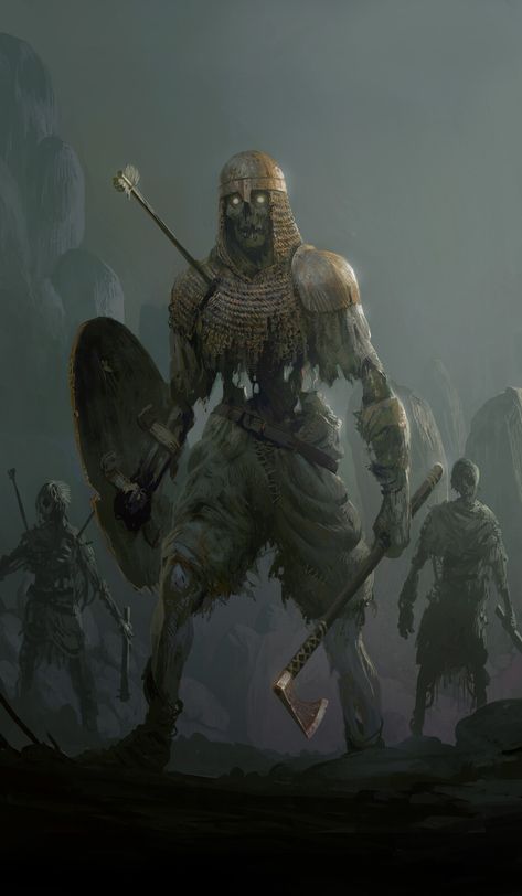 ArtStation - Draugr Draugr Norse Mythology, D&d Undead, Draugr Art, Grimdark Aesthetic, Skyrim Draugr, Undead Viking, Zombie Knight, Viking Illustration, Undead Monster