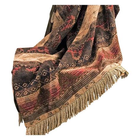 Sierra Throw Designer Throw Blanket, Bullion Fringe, Western Rustic, Chenille Throw, Southwest Decor, Cabin Lodge, Lodge Style, Rustic Lodge, Southwest Style