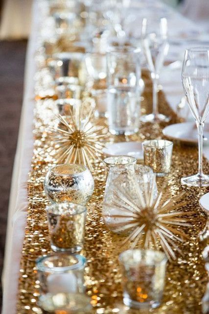 40+ DIY New Years Eve Decor Ideas Diy New Years Eve Decorations, Nye Dinner, New Years Ball, New Year Table, New Years Wedding, Nye Wedding, New Years Eve Weddings, Wedding Tablecloths, New Year's Eve Celebrations