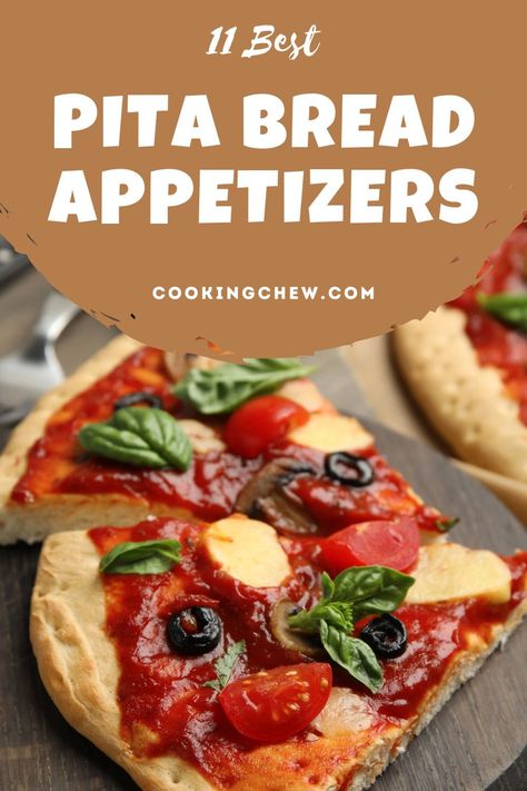 11 Best Pita Bread Appetizers For Your Next Greek Food Night! 🥙 Pita Bread Appetizers, Pita Appetizers, Pita Bread Recipe Ideas, Pita Bread Sandwich, Baked Pita Chips, Greek Pita, Bread Toppings, Greek Appetizers, Pita Bread Recipe