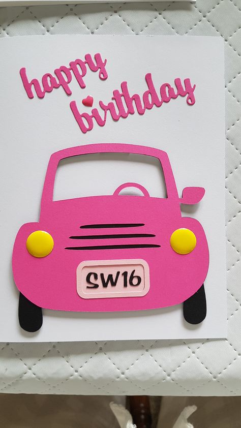 birthday card for 16 year old Sweet 16 Diy Cards, Sweet 16 Card Ideas, 16 Birthday Card Ideas, Car Cards, Happy Birthday Cards Handmade, 16th Birthday Card, Old Birthday Cards, Card Making Templates, Happy 16th Birthday